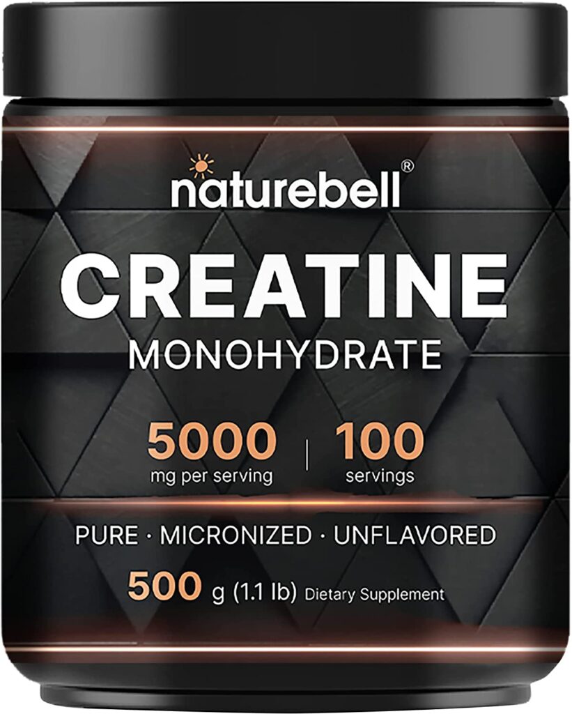 Naturebell Creatina monohidrato en polvo, polvo de creatina pura sin sabor, micronizado, Keto | Vegano, se disuelve fácilmente